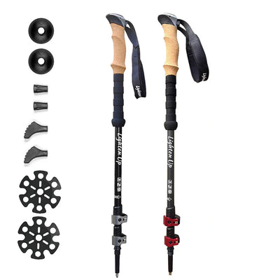 2Pcs Ultra-Light Telescopic Trekking Poles: Folding Aluminum/Carbon - HUNTING CASE