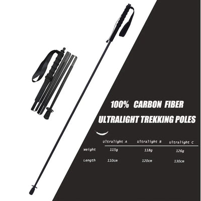 Ultra-Light Carbon Fiber Trekking Poles: Folding Hiking & Nordic Walking - HUNTING CASE