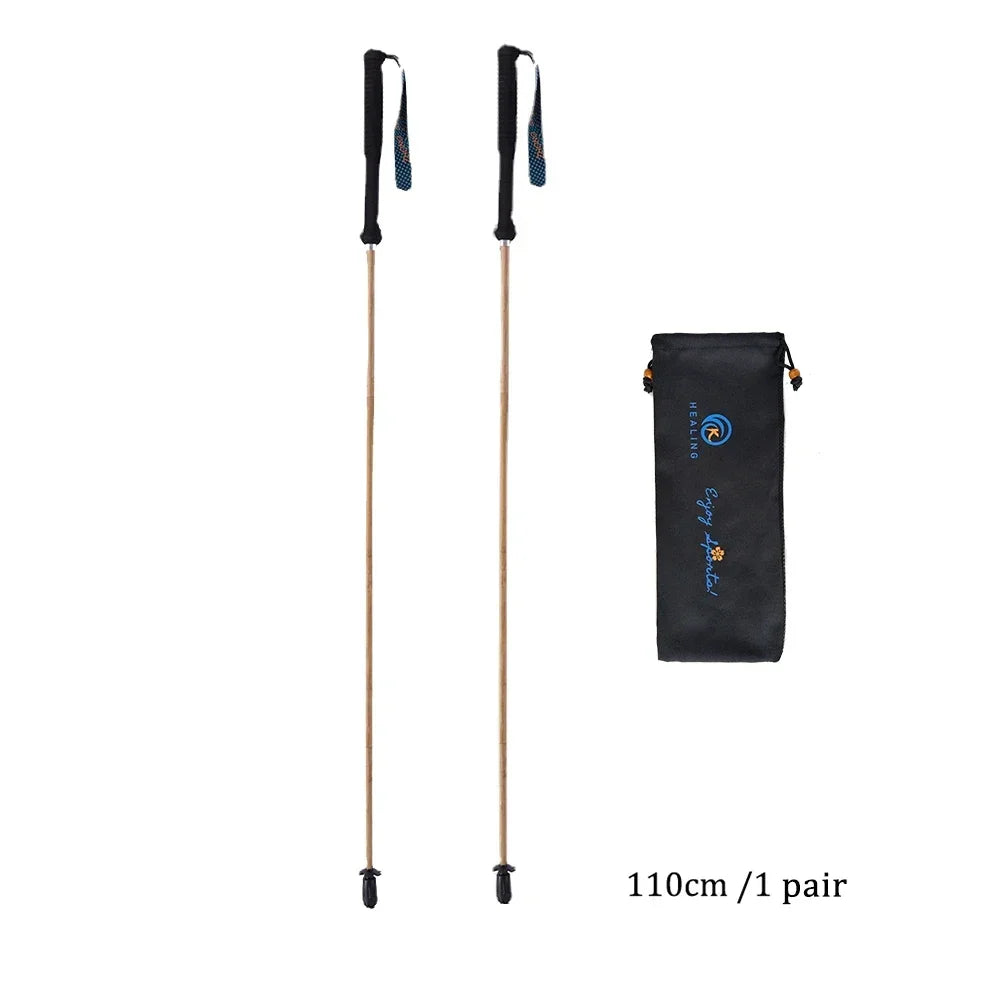 Folding Ultra-Light Carbon Fiber Hiking Poles: 5-Section Trekking Sticks - HUNTING CASE