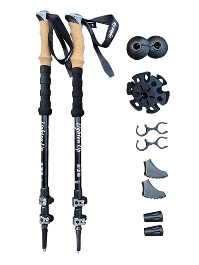 2Pcs Ultra-Light Telescopic Trekking Poles: Folding Aluminum/Carbon - HUNTING CASE