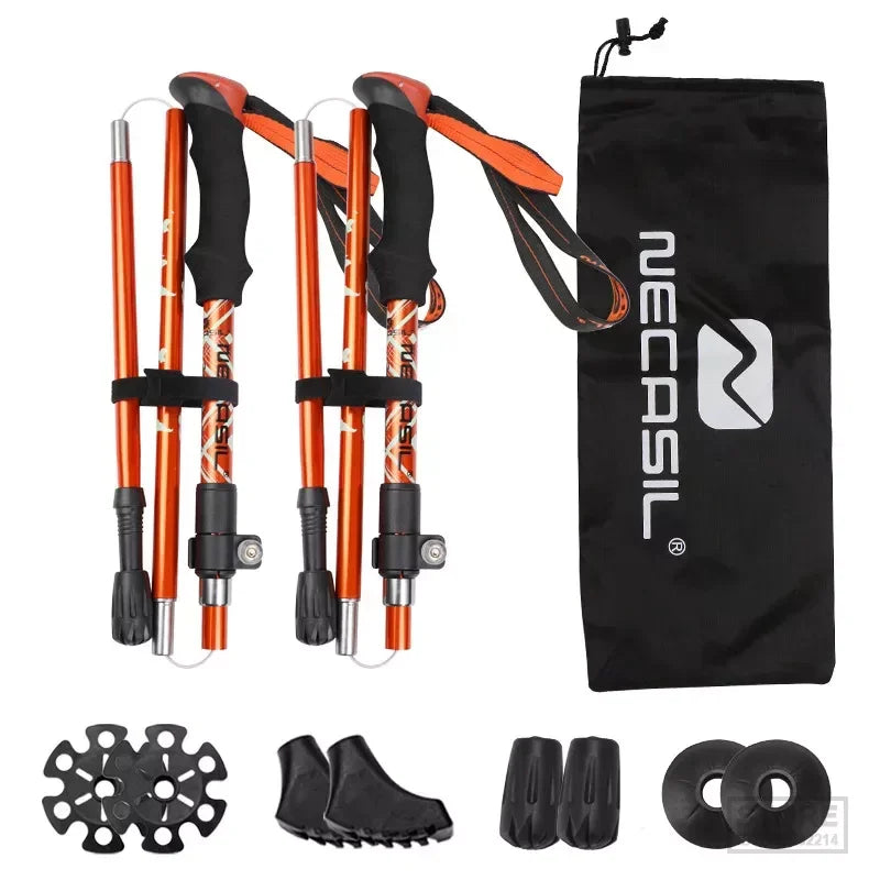 2pcs Collapsible Trekking Poles for Nordic Walking & Hiking - HUNTING CASE