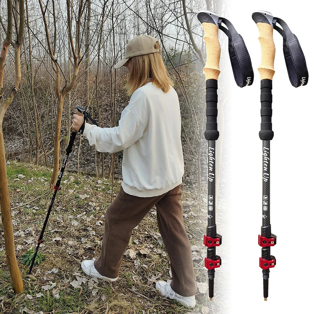 2pcs Telescopic Carbon Fiber Trekking Poles: Lightweight Collapsible - HUNTING CASE