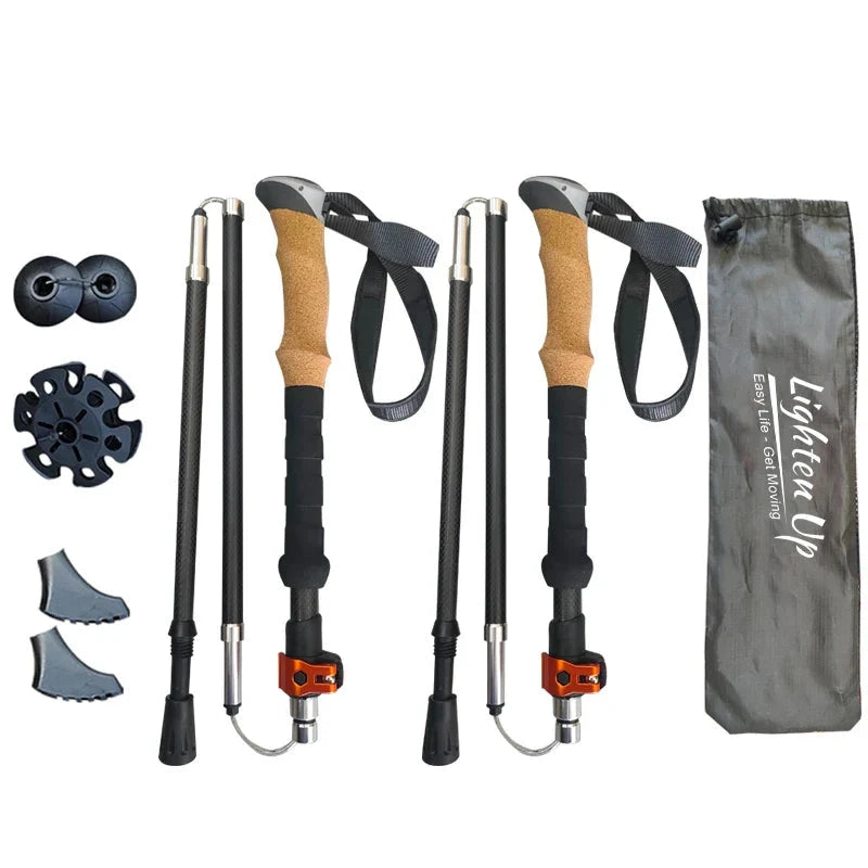 2Pcs Lightweight Carbon & Aluminum Trekking Poles for Hiking - HUNTING CASE