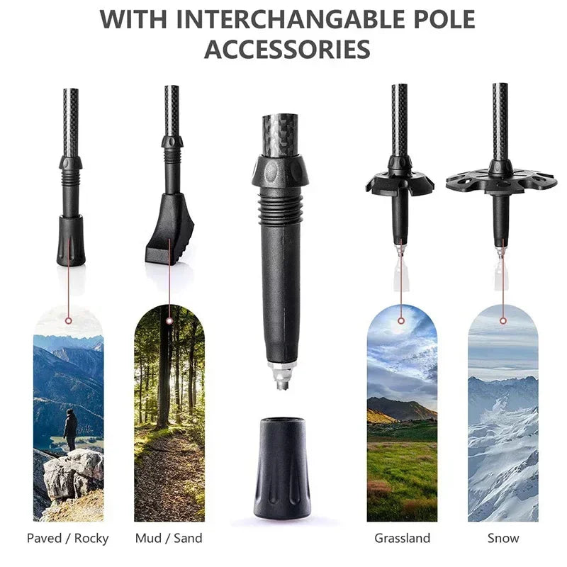 Collapsible Carbon Fiber Trekking Poles for Hiking & Travel - HUNTING CASE