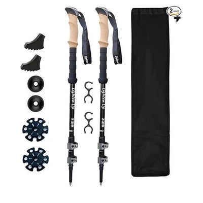 2pcs Telescopic Carbon Fiber Trekking Poles: Lightweight Collapsible - HUNTING CASE