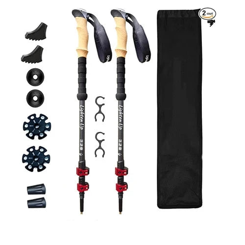 Portable Foldable 5-Section Trekking Pole Set for Hiking - HUNTING CASE