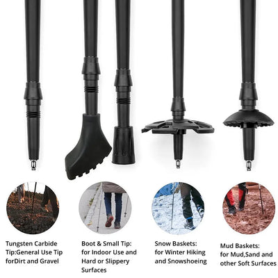 Ultralight Carbon Fiber Trekking Poles: Folding Hiking & Nordic Walking - HUNTING CASE