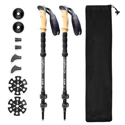 2Pcs Ultralight Foldable Carbon Fiber Trekking Poles for Hiking - HUNTING CASE