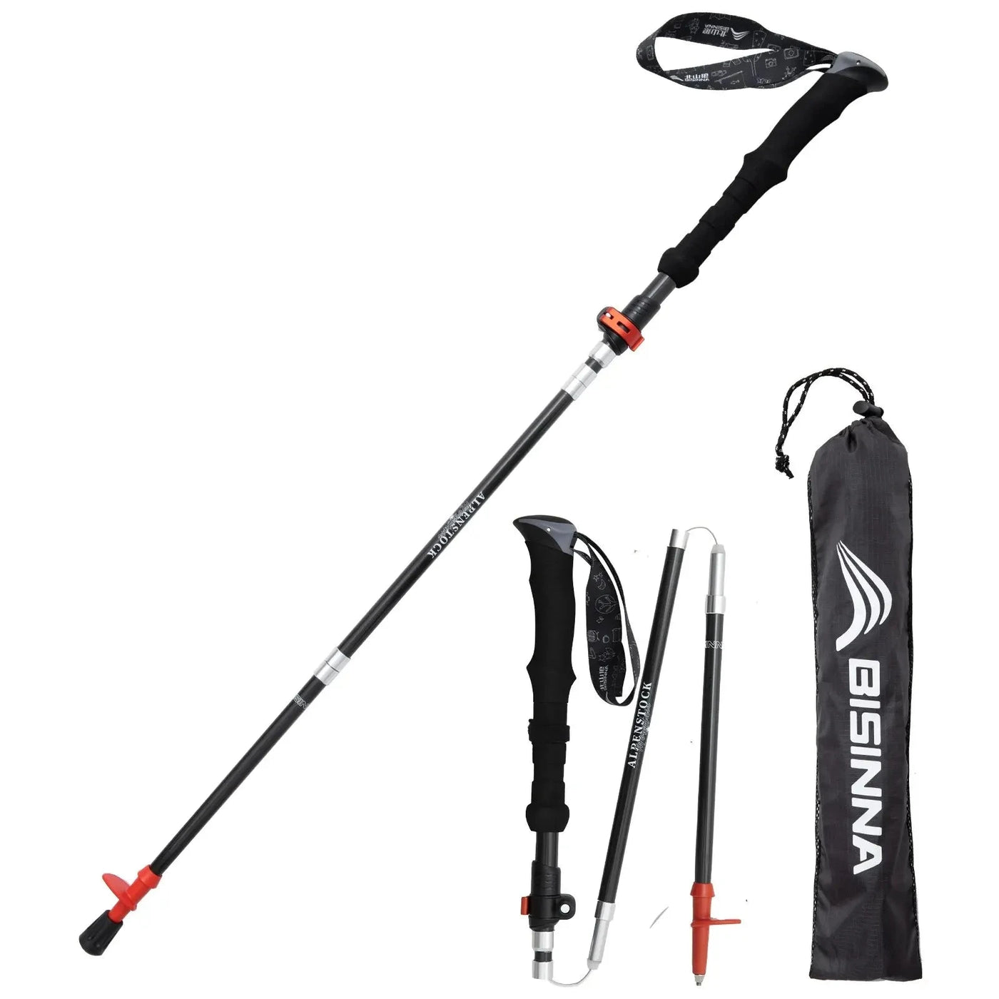 Carbon Fiber Folding Trekking Poles for Hiking & Climbing - HUNTING CASE