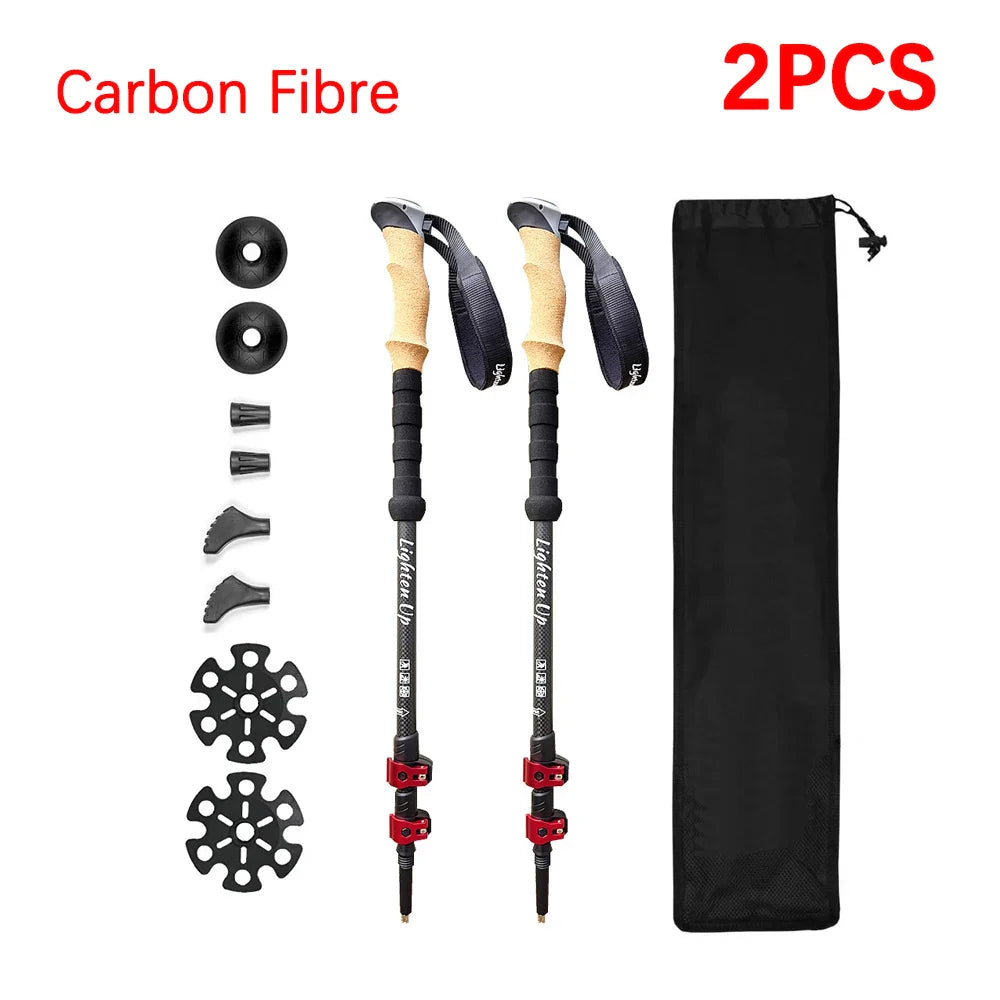 2pcs Telescopic Carbon Fiber Trekking Poles: Lightweight Collapsible - HUNTING CASE