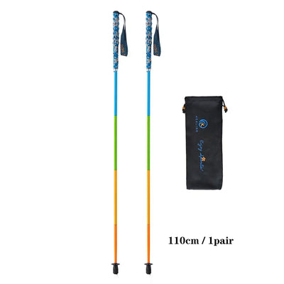 Folding Ultra-Light Carbon Fiber Hiking Poles: 5-Section Trekking Sticks - HUNTING CASE