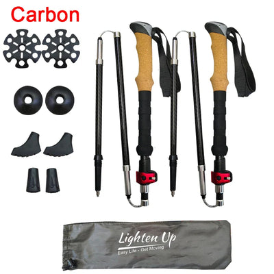 Portable Foldable 5-Section Trekking Pole Set for Hiking - HUNTING CASE