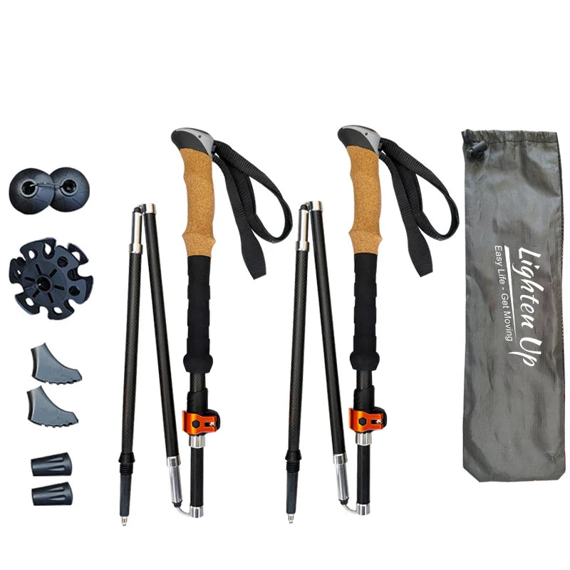 2Pcs Lightweight Carbon & Aluminum Trekking Poles for Hiking - HUNTING CASE