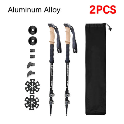 2pcs Telescopic Carbon Fiber Trekking Poles: Lightweight Collapsible - HUNTING CASE