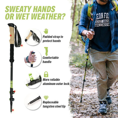 Ultralight Carbon Fiber Trekking Poles: Adjustable Alpenstock with Quick Lock - HUNTING CASE