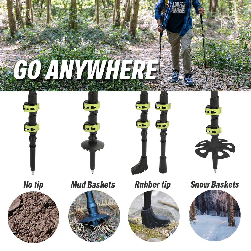 Ultralight Carbon Fiber Trekking Poles: Adjustable Alpenstock with Quick Lock - HUNTING CASE