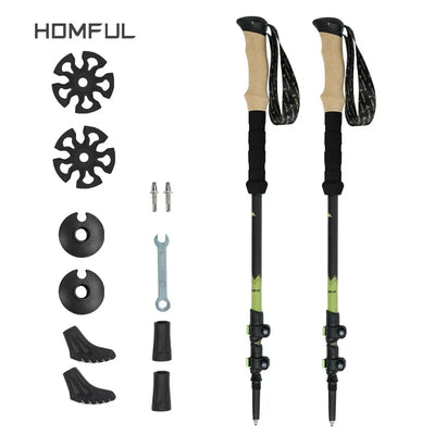 Ultralight Carbon Fiber Trekking Poles: Adjustable Alpenstock with Quick Lock - HUNTING CASE