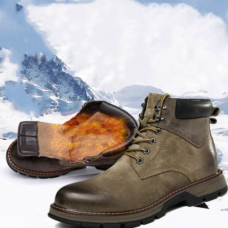 British-inspired high-top leather Martin boots for men's winter fashion