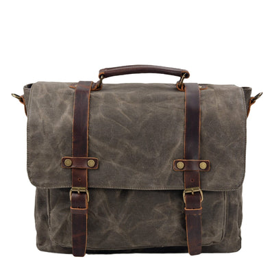 Timeless Canvas and Leather Messenger Bag - HUNTING CASE