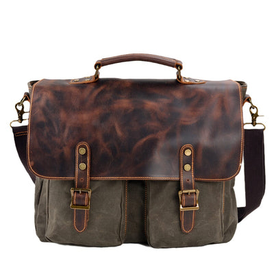 Durable Vintage Canvas Messenger Bags with Leather Accents - HUNTING CASE