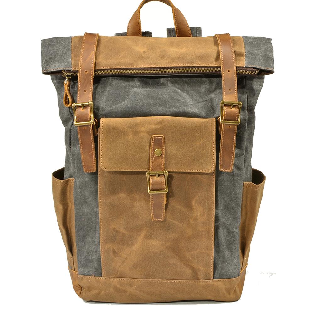 Stylish Men's Canvas Backpack with Padded Laptop Compartment - HUNTING CASE