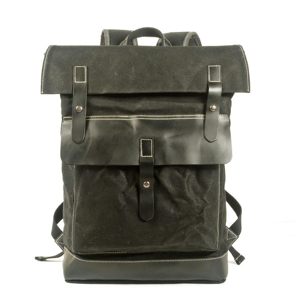 Stylish Waxed Cotton Backpack for Urban and Outdoor Use - HUNTING CASE