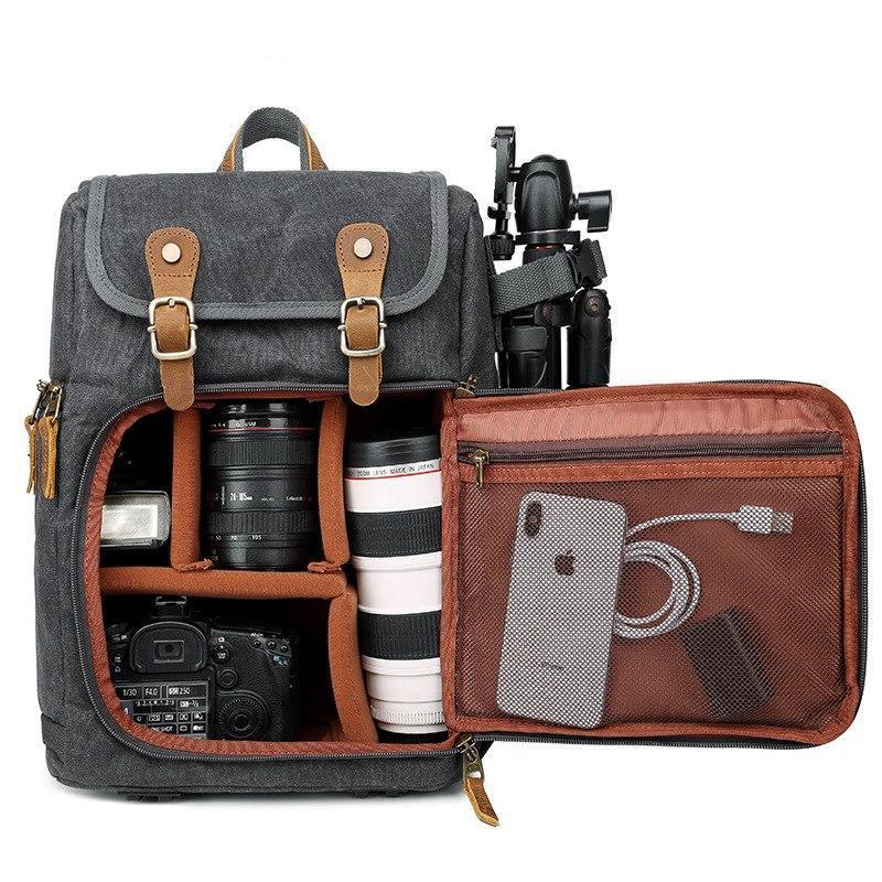 Durable Canvas Camera Bag with Padded Compartments - HUNTING CASE