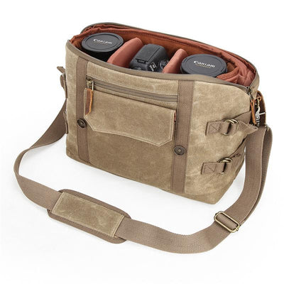 Vintage Leather Camera Messenger Bag - HUNTING CASE