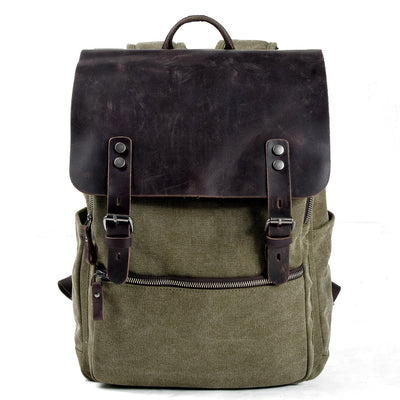 Cotton Canvas Backpack with Adjustable Straps and Multiple Pocket - HUNTING CASE