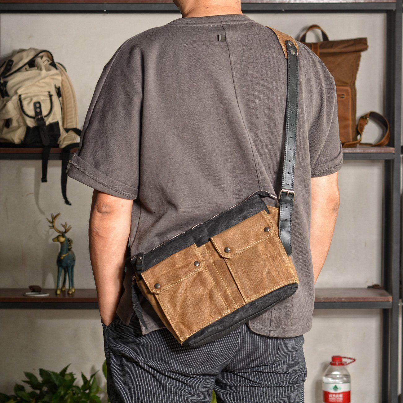 Stylish Retro Canvas Crossbody Messenger - HUNTING CASE