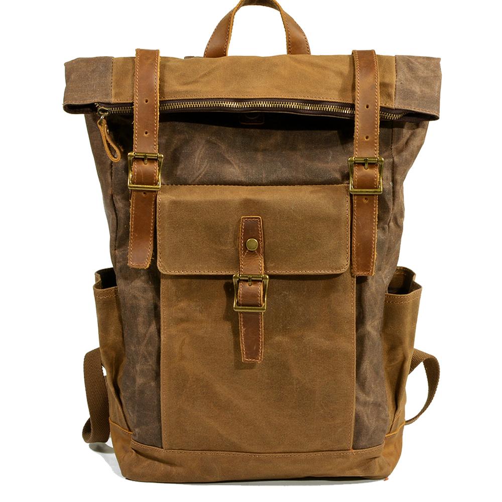 Stylish Men's Canvas Backpack with Padded Laptop Compartment - HUNTING CASE