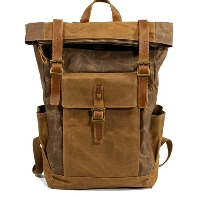 Stylish Men's Canvas Backpack with Padded Laptop Compartment - HUNTING CASE