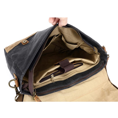 Retro Waxed Canvas Messenger Bags with Multiple Pockets - HUNTING CASE