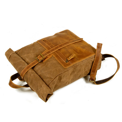 Elegant Waxed Canvas Rucksack for Commuting and Exploration - HUNTING CASE