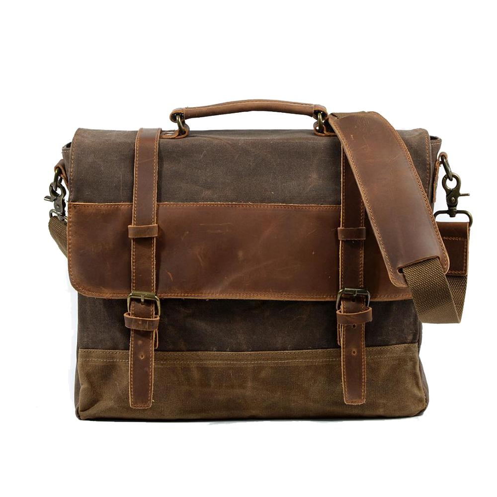 Retro Waxed Canvas Messenger Bags with Multiple Pockets - HUNTING CASE