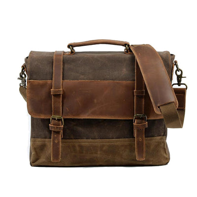 Retro Waxed Canvas Messenger Bags with Multiple Pockets - HUNTING CASE