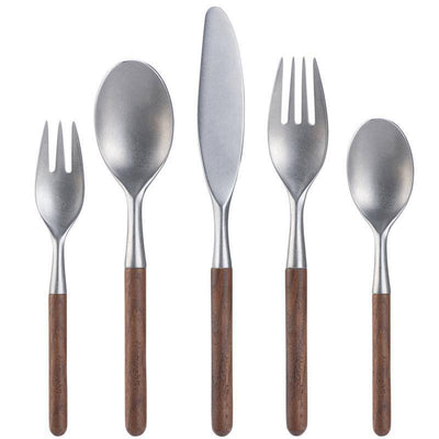 Naturehike Outdoor Stainless Steel Wooden Knife Fork Spoon Dinnerware Set - HUNTING CASE