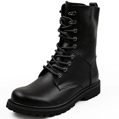 Winter military boots featuring leather and cozy fleece