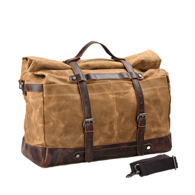 Classic Waxed Canvas Duffle Bag with Crazy Horse Leather - HUNTING CASE