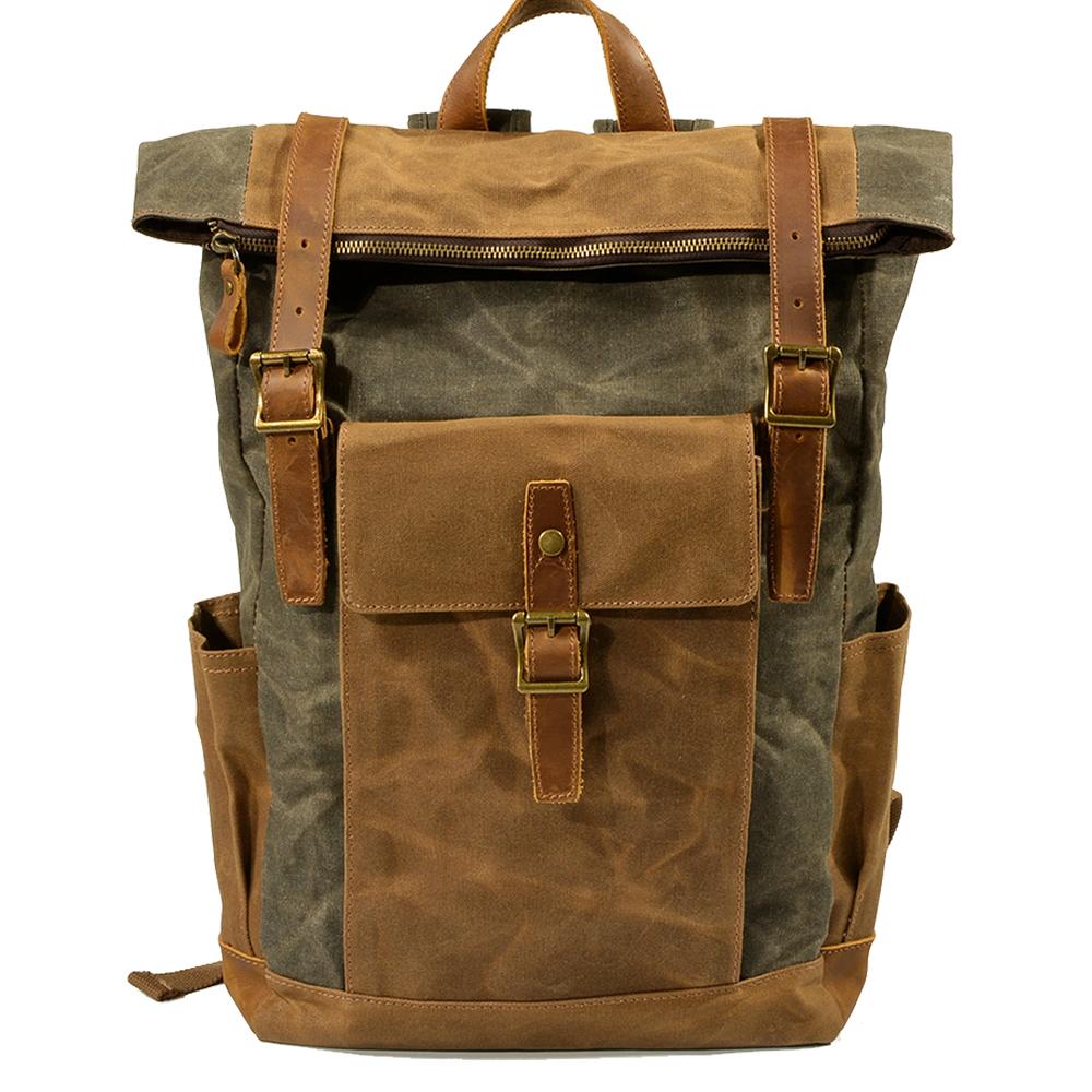 Stylish Men's Canvas Backpack with Padded Laptop Compartment - HUNTING CASE