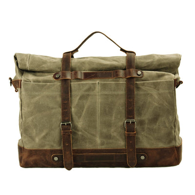 Classic Waxed Canvas Duffle Bag with Crazy Horse Leather - HUNTING CASE