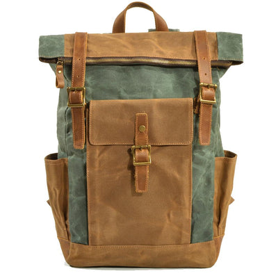 Stylish Men's Canvas Backpack with Padded Laptop Compartment - HUNTING CASE