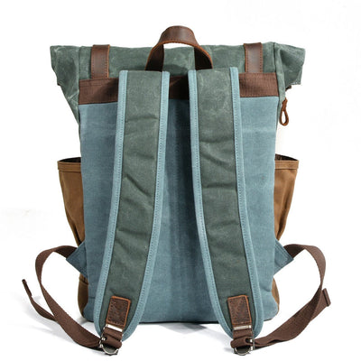 Functional Waxed Canvas Roll Top Backpack for All Occasions - HUNTING CASE