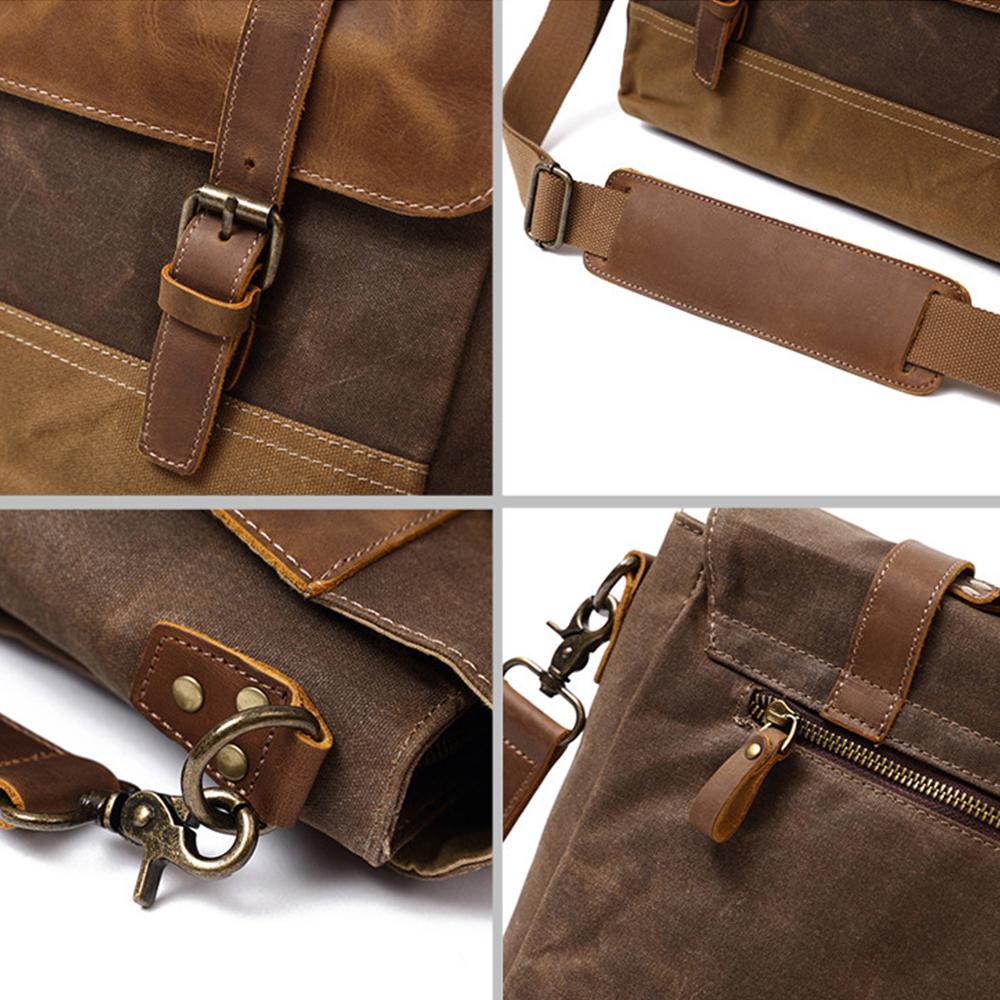 Retro Waxed Canvas Messenger Bags with Multiple Pockets - HUNTING CASE