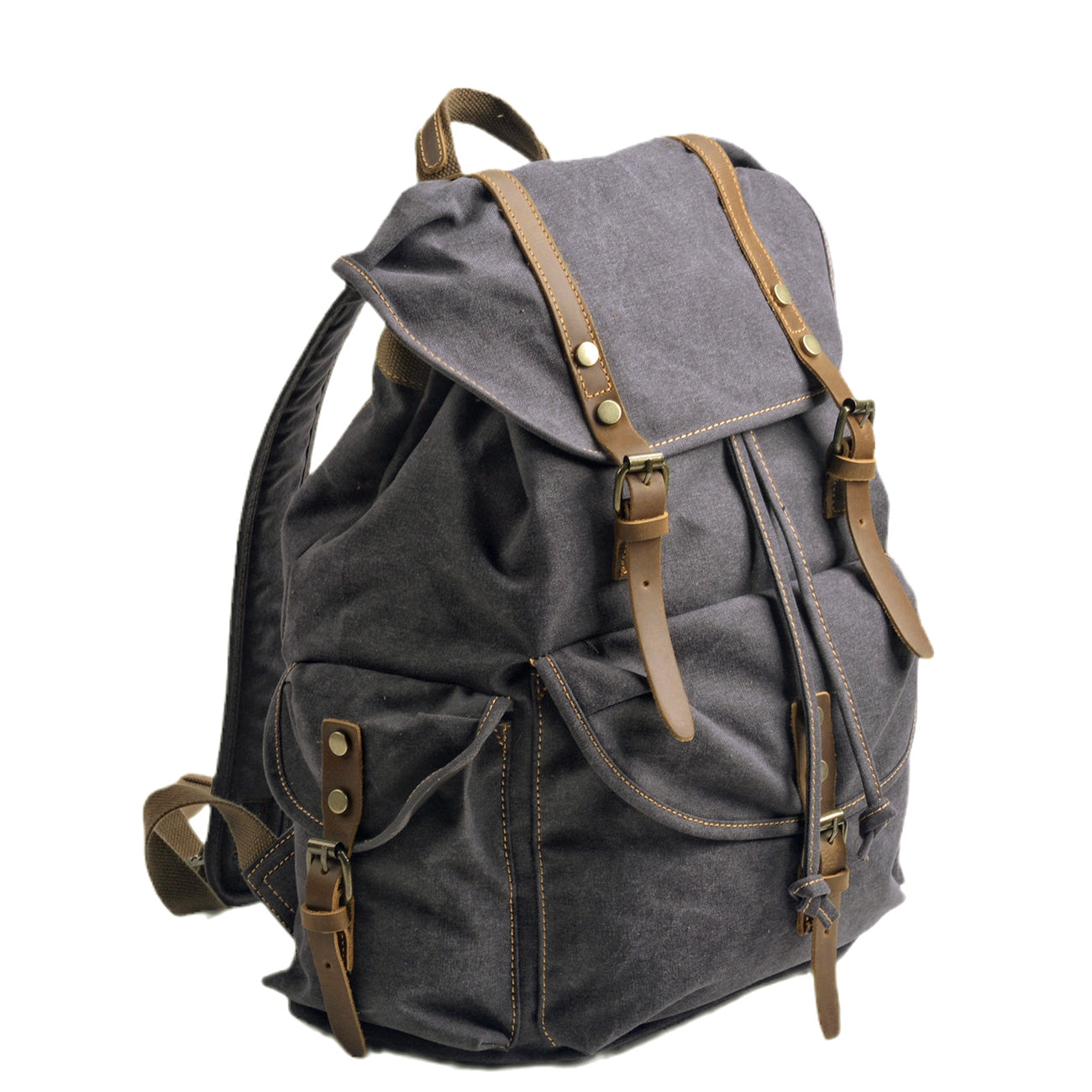 Rugged Military Canvas Backpack with Multiple Pockets - HUNTING CASE