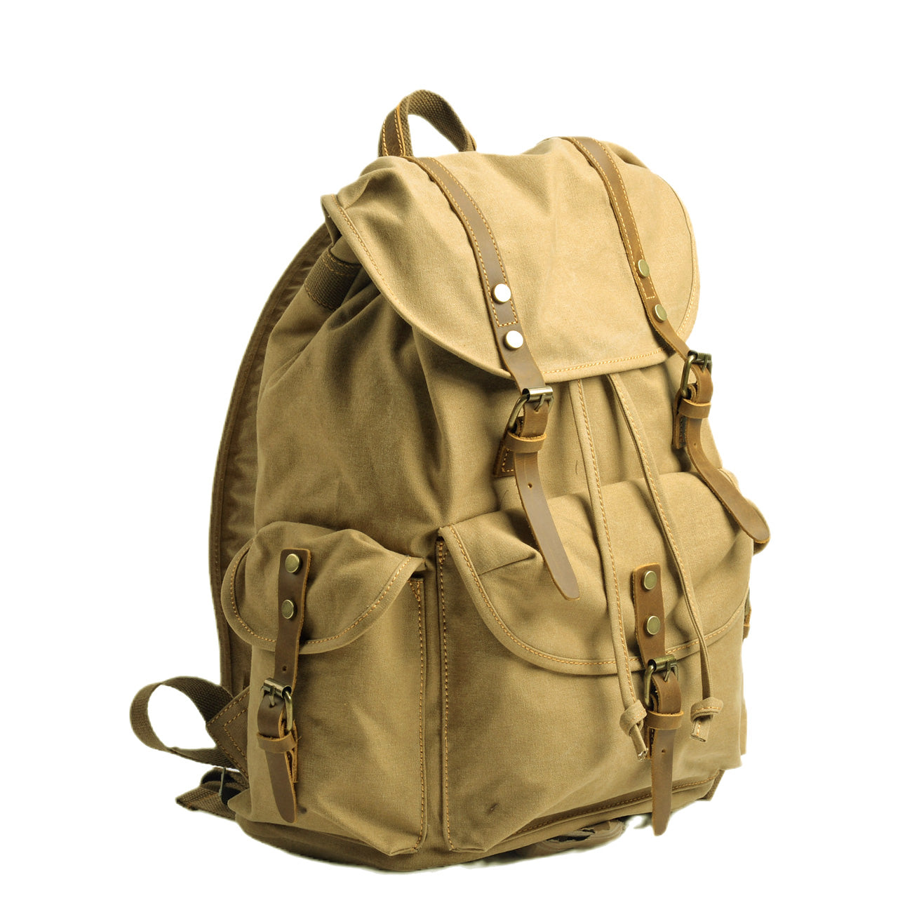 Rugged Military Canvas Backpack with Multiple Pockets - HUNTING CASE