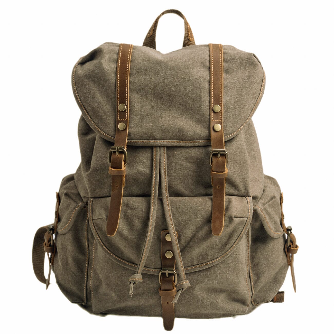 Rugged Military Canvas Backpack with Multiple Pockets - HUNTING CASE