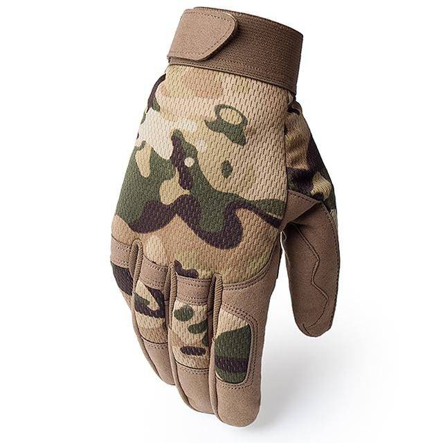 Tactical gear gloves with camouflage print