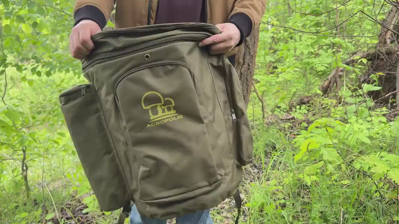 Mushroom Picker's Backpack with a Wicker Basket with in
