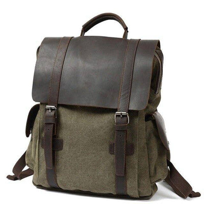 Durable 20-liter canvas leather backpack for school